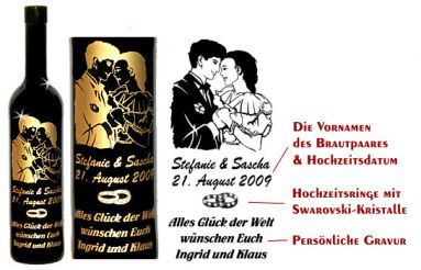 Wein zur Hochzeit mit Gravur